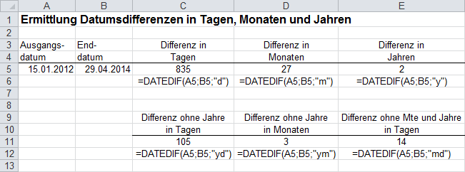 Datumsdifferenzen in Tagen, Monaten und Jahren berechnen ...