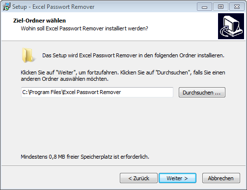 Installation Excel Passwort Remover