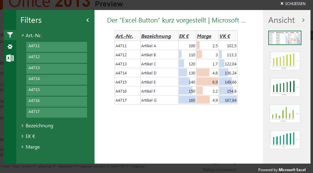 Der “Excel Button” kurz vorgestellt